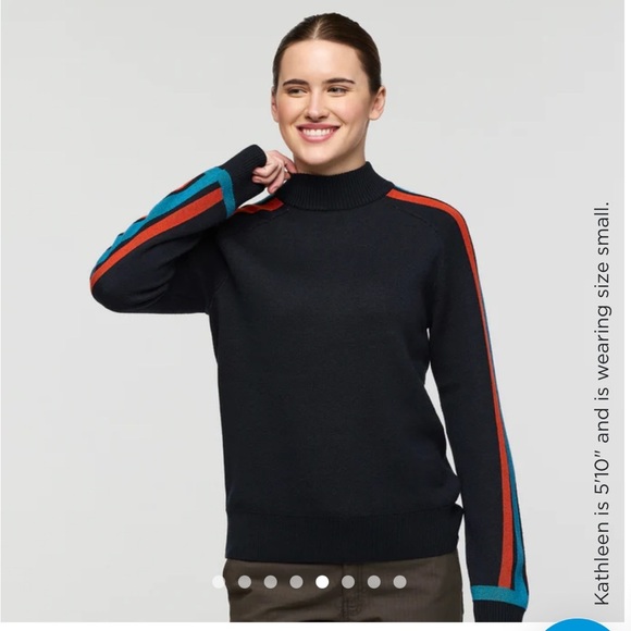 Cotopaxi Women's XL Libre Mock Sweater Carbon Black Grey Blue Merino Wool NWT - Picture 9 of 15